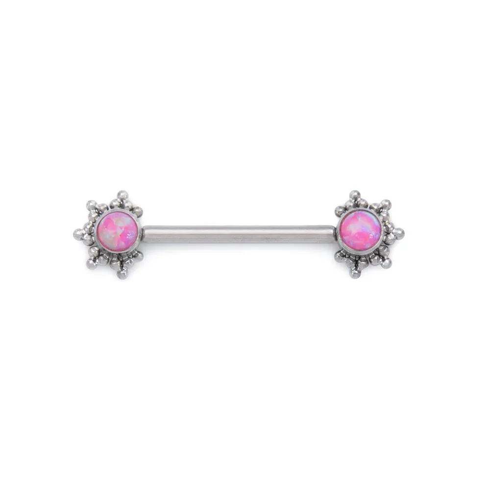 Tilum 14g 5/8” Micron Bead Cluster Titanium Opal Nipple Barbell — Price Per 1