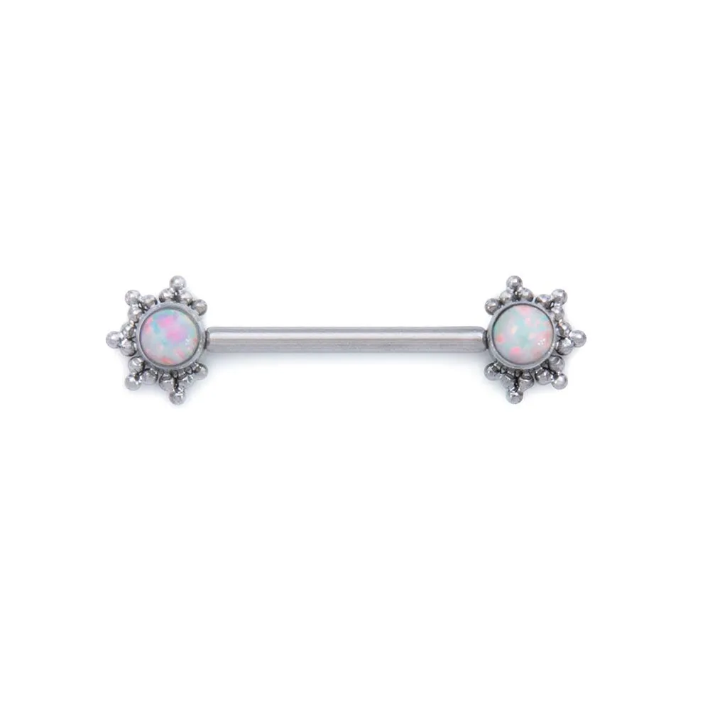 Tilum 14g 5/8” Micron Bead Cluster Titanium Opal Nipple Barbell — Price Per 1