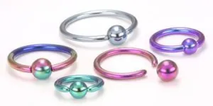 Tilum 14g Titanium Captive Bead Ring with Titanium Ball - 18 Color Choices