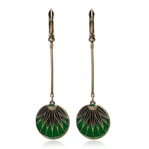 Vintage Art Deco Earrings: Emerald Green Drop Earrings