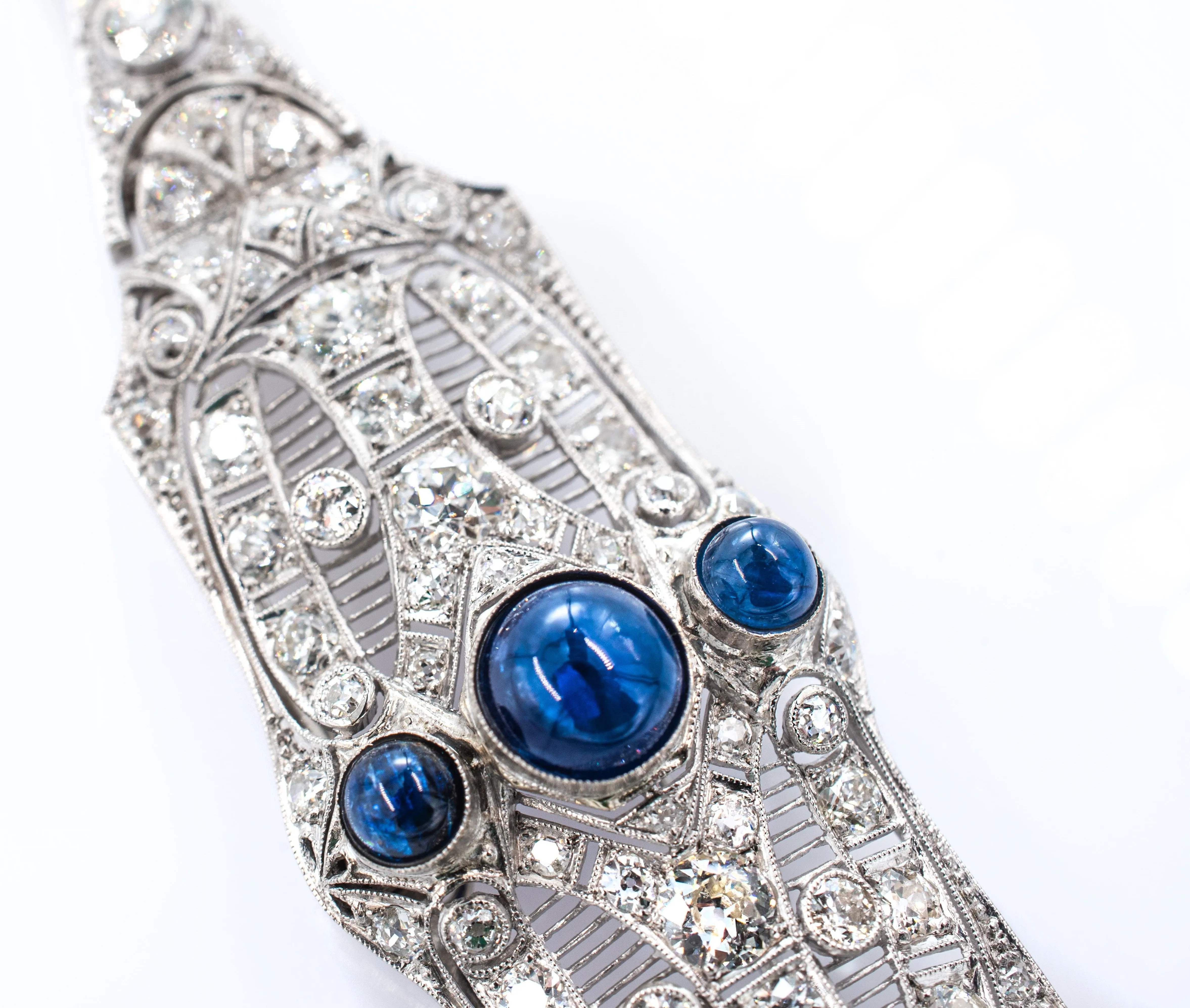 Vintage Sapphire & Diamond Art Deco Pendant.