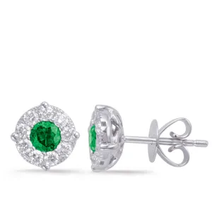 White Gold Emerald & Diamond Earring