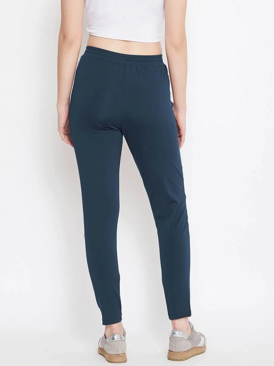 Women Dark Blue Solid Track Pants