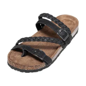 Women's Belt Buckle Woven Csual Beach Flat Sandals