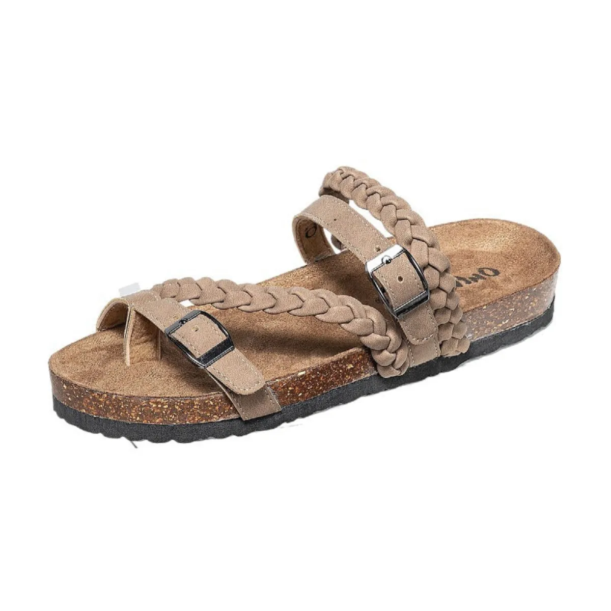 Women's Belt Buckle Woven Csual Beach Flat Sandals