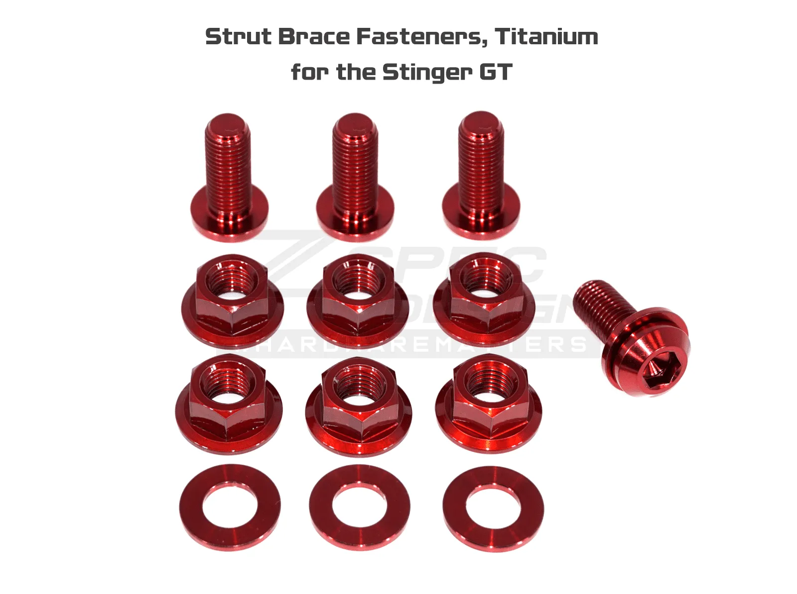 ZSPEC Struts & Struts Tower Brace Fasteners for '18  Stinger GT, Titanium